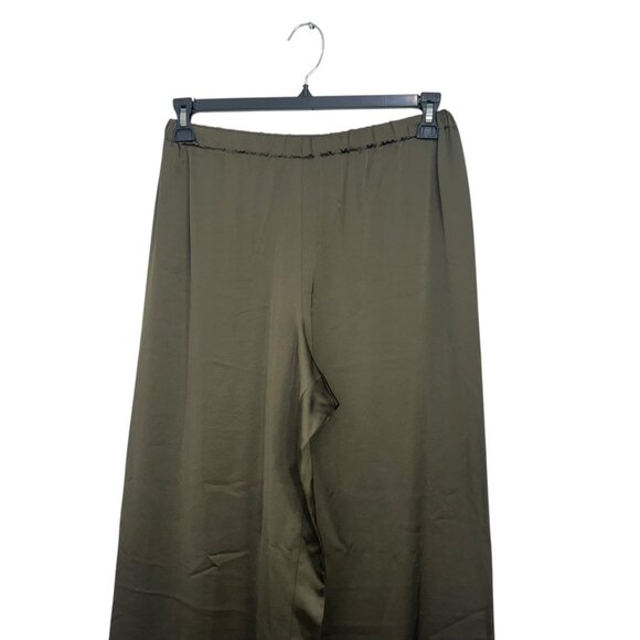 Jenni Kayne Dark Olive Silky Wide-Leg Elastic Waist Pants Women SZ Small Pull on - Picture 9 of 12